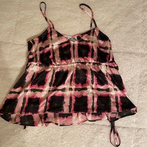 Pink and Black Women's Tank Top